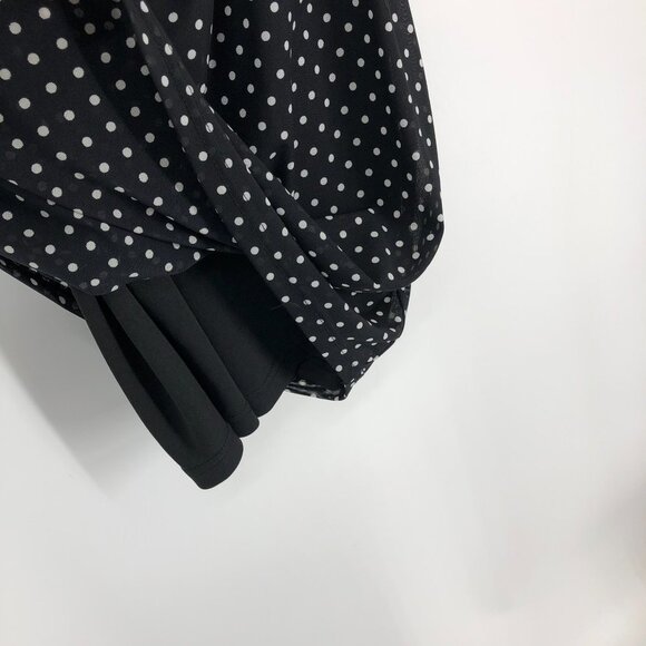 Le Chateau Black white Polka Dot short sleeve ruched NWT Dress Size XL - Picture 12 of 16